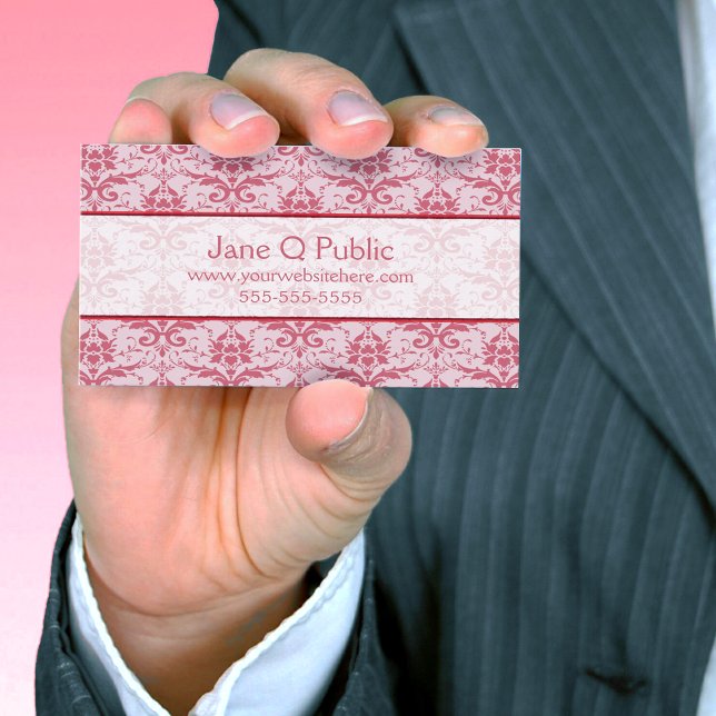 Fancy Pink and Mauve Damask Business Card (Creator Uploaded)