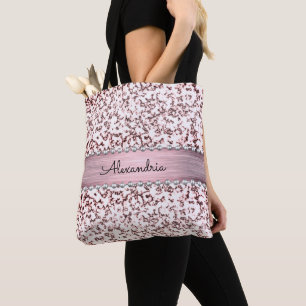Fancy Pink Blush Marble Glitter Personalized Tote Bag