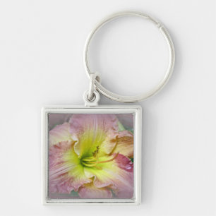 Fancy Pink Daylily Blossom Keychain
