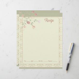 Fancy Pink Floral With Green Letterhead