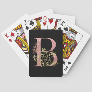 Fancy Pink Glitter Letter B  Playing Cards