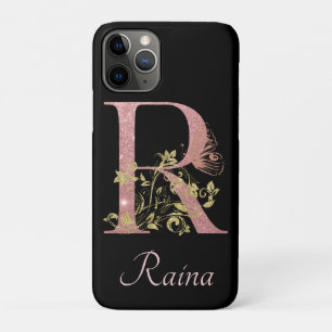 Fancy Pink Glitter Letter R Personalized iPhone 11 Pro Case