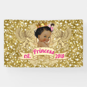 Fancy Pink  Gold Glitter  African Princess Banner