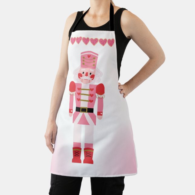 Fancy Pink Nutcracker & Christmas Cookie Hearts  Apron (Insitu)