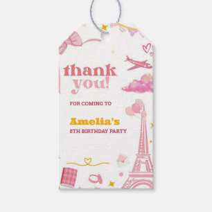 Fancy Pink Paris Birthday Party Thanks Favour Tag