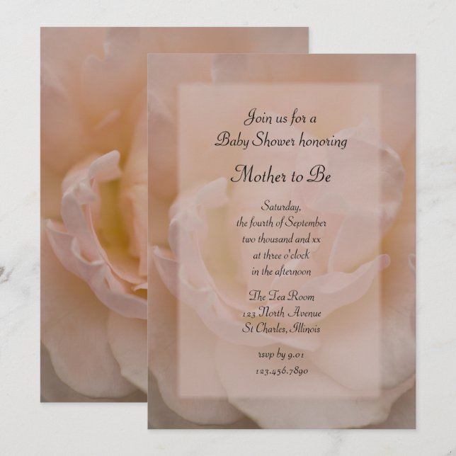 Fancy Pink Rose Baby Shower Invitation (Front/Back)