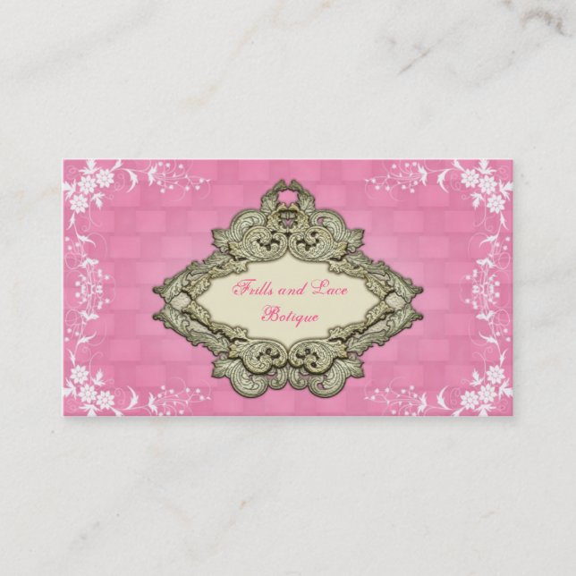 Fancy Pink Shabby Chic Botique Business Cards (Front)