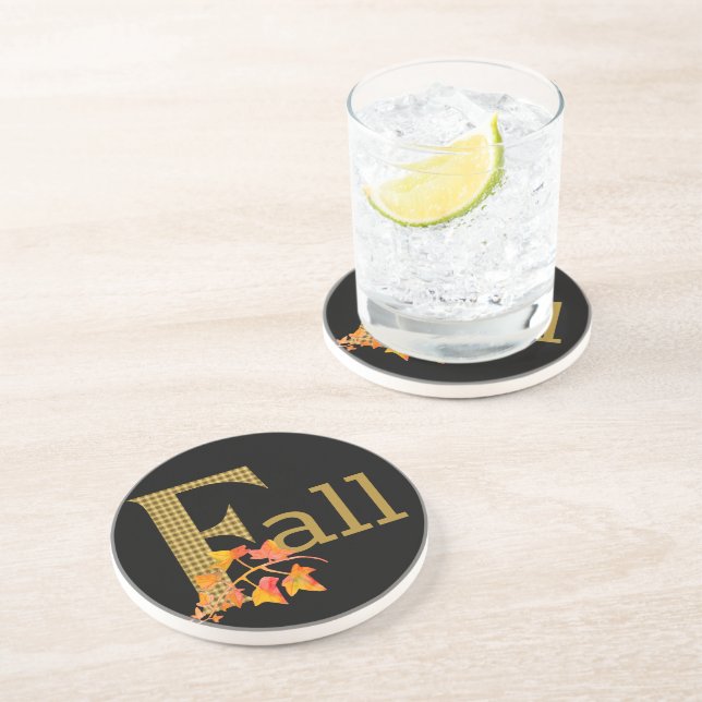 Fancy Plaid Fall Word Art   Coaster (Side)