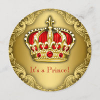 Fancy Prince Baby Shower Red and Gold