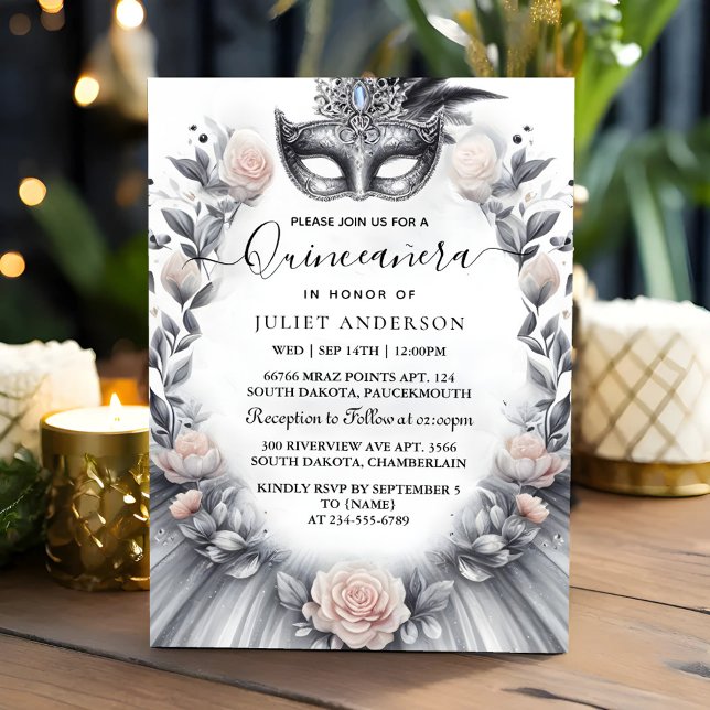 Fancy Prom Mask Fun Masquerade Ball Quinceanera Invitation (Creator Uploaded)