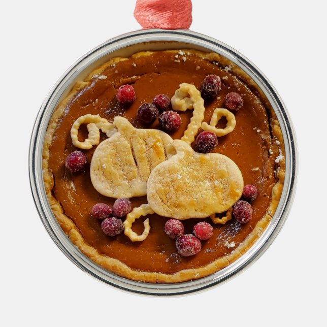 Fancy Pumpkin Pie Christmas   Metal Ornament (Front)