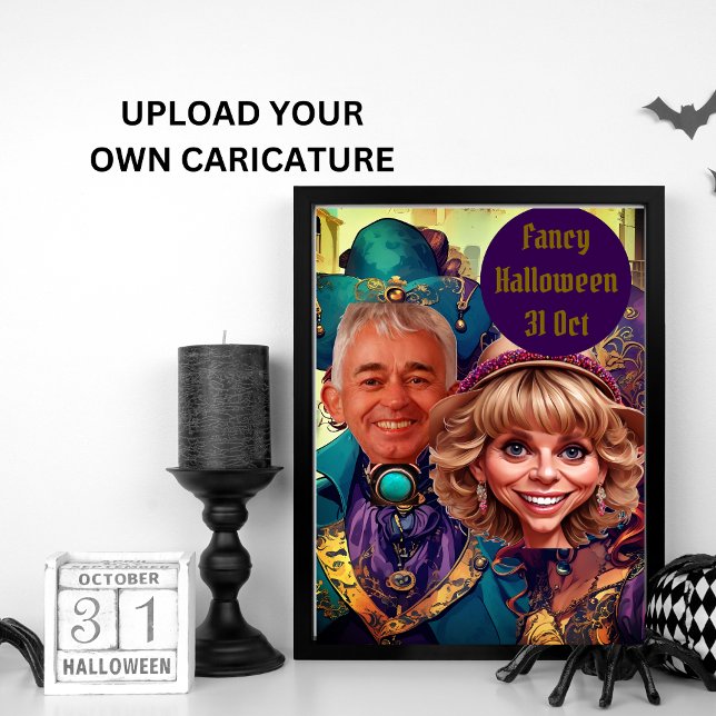 Fancy purple Caricature Couple in Venice Invitation (Creator Uploaded)