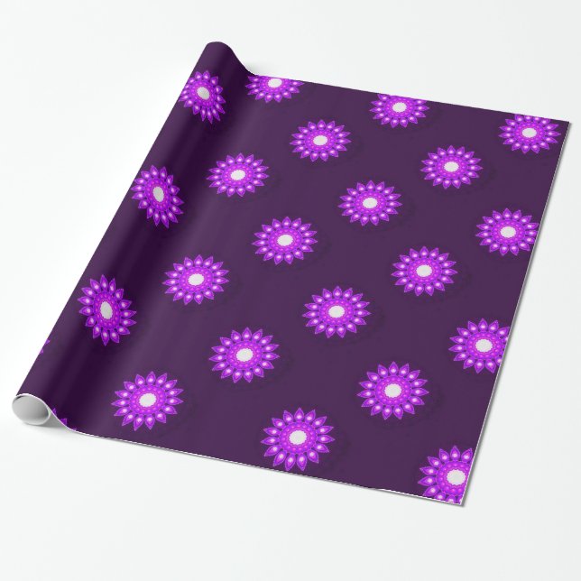 FANCY PURPLE  FLOWER WRAPPING PAPER (Unrolled)