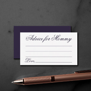 Fancy Purple Script   Modern Baby Shower Advice Enclosure Card