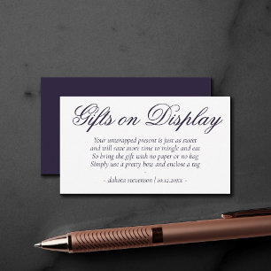 Fancy Purple Script   Modern Gifts Display Poem Enclosure Card