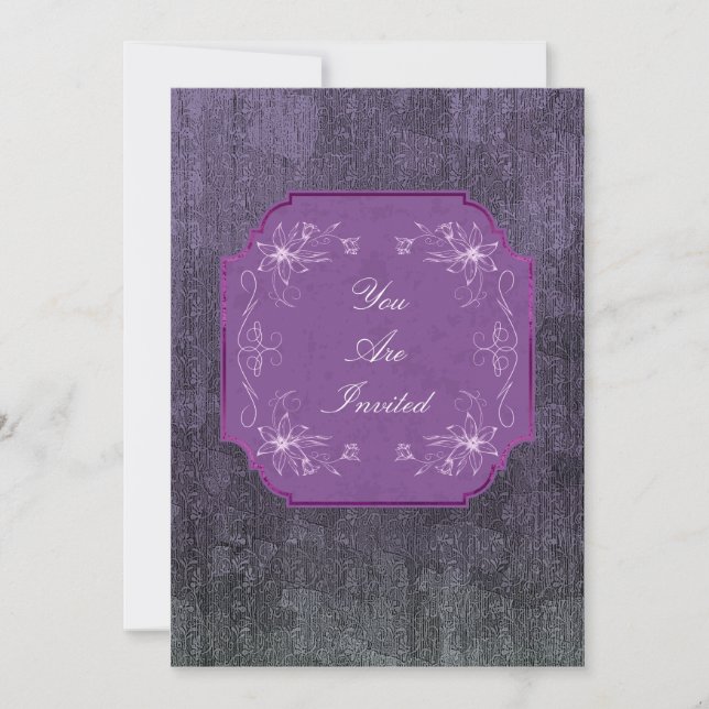 Fancy Purple Wedding Invitations (Front)