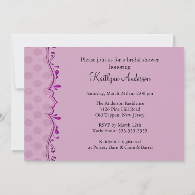 Fancy PurpleTrim Bridal Shower Invitation (Front)