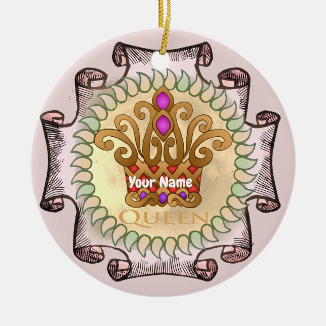 Fancy Queen Crown  Ceramic Ornament (Front)