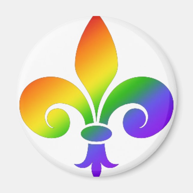 Fancy Rainbow Fleur de Lis Magnet (Front)