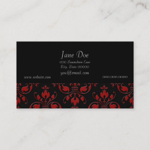 Fancy Red and Black Damask Business Card