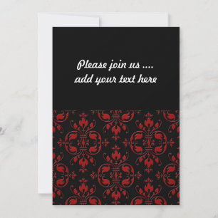 Fancy Red and Black Damask Invitation