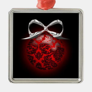 Fancy Red Black Silver Holiday Tree Decoration