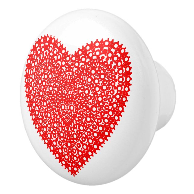 Fancy Red Heart Graphic Design Ceramic Knob (Right)