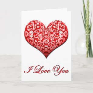 Fancy Red Heart Valentine Holiday Card
