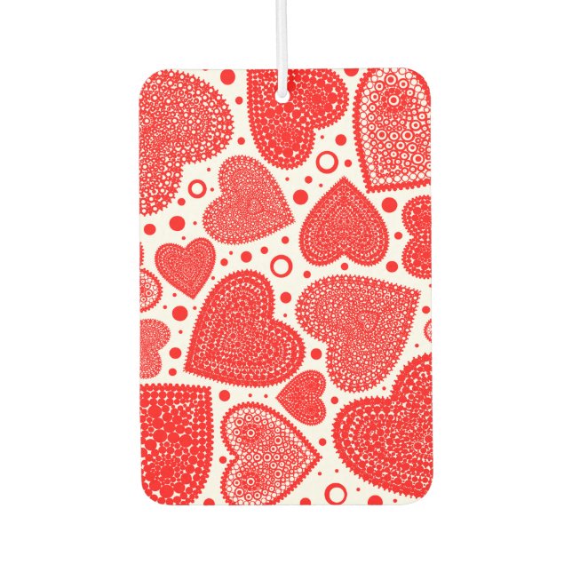 Fancy Red Hearts Pattern  Air Freshener (Front)