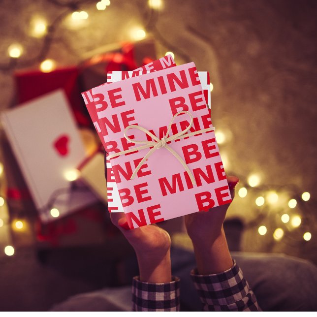 Fancy Red & Pink Be MIne Valentines  Wrapping Paper Sheet (Creator Uploaded)