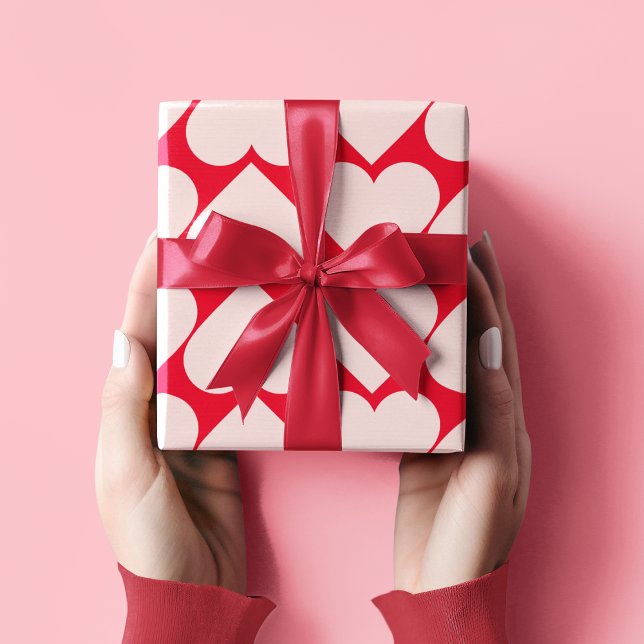 Fancy Red & Pink Heart Pattern Valentines Wrapping Wrapping Paper (Creator Uploaded)