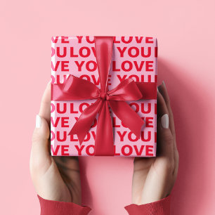 Fancy Red & Pink Love you Valentines Wrapping Paper