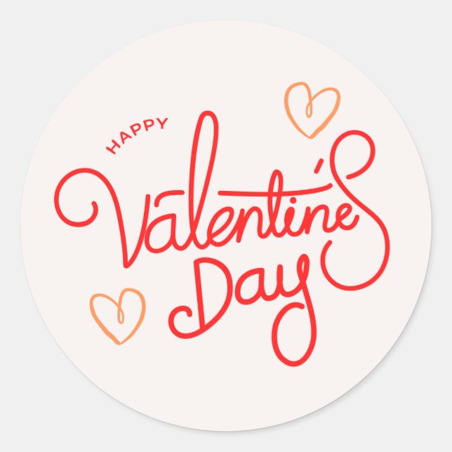 Fancy red pink round valentine's Day sticker (Front)