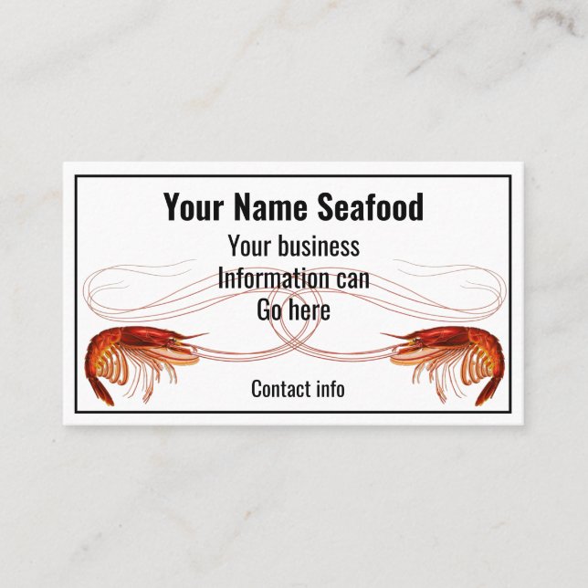 Fancy Red Shrimp on White   Business Card (Front)