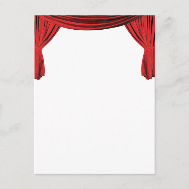 Fancy red velvet showcase curtain invite (Front)