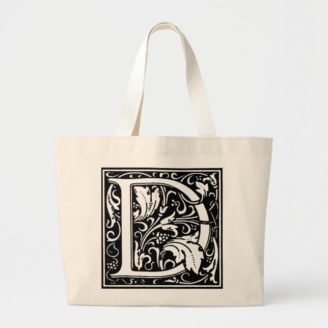 Fancy Renaissance Alphabet Letter D Totebag Large Tote Bag (Front)