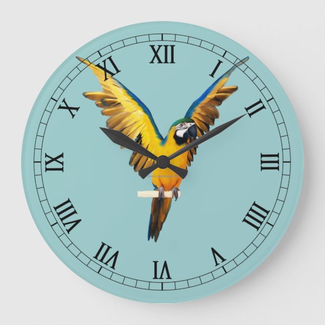 Fancy Roman Numeral Bird Wall Clock (Front)