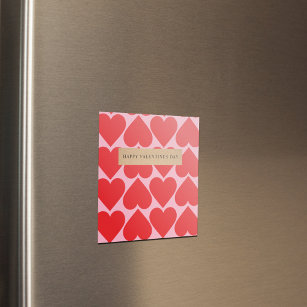 Fancy Romantic Red & Pink Hearts Pattern With Name Magnet