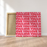 Fancy Romantic Red & Pink Love You Pattern  Canvas Print<br><div class="desc">Fancy Romantic Red & Pink Love You Pattern</div>