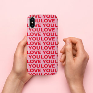 Fancy Romantic Red & Pink Love You Pattern  Case-Mate iPhone Case