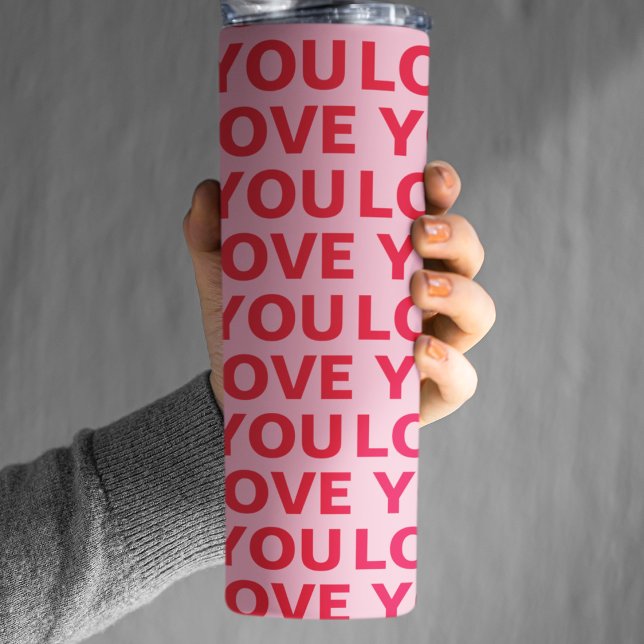 Fancy Romantic Red & Pink Love You Pattern  Thermal Tumbler (Creator Uploaded)