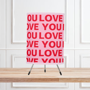 Fancy Romantic Red & Pink Love You Pattern  Tripod Lamp