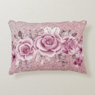 Fancy Rose Gold Glitter  Accent Pillow