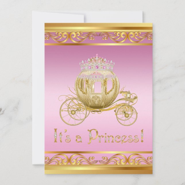Fancy Rose Gold Princess Baby Shower Invitations (Devant)