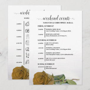 Fancy Royal Gold Ochre Wedding Events & Timeline Program