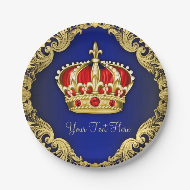Fancy Royal Prince Baby Shower Paper Plate (Front)