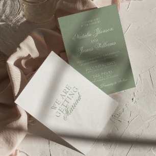 Fancy Sage Green Luxury Boho Modern Wedding Invitation