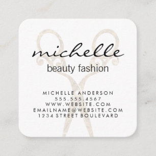 Fancy Salon Scissors Stylist Square Business Card