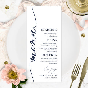 Fancy Script 4x9 Wedding Menu Card For Plate