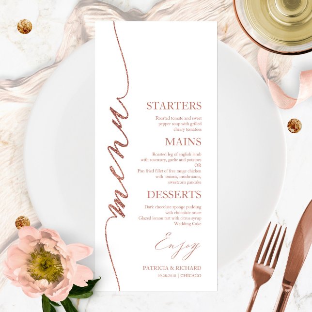 Fancy Script 4x9 Wedding Menu Card For Plate (Creator Uploaded)